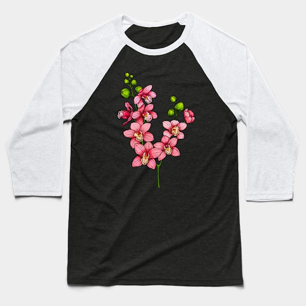 orchid flowers branch Baseball T-Shirt by  ESHA-Studio